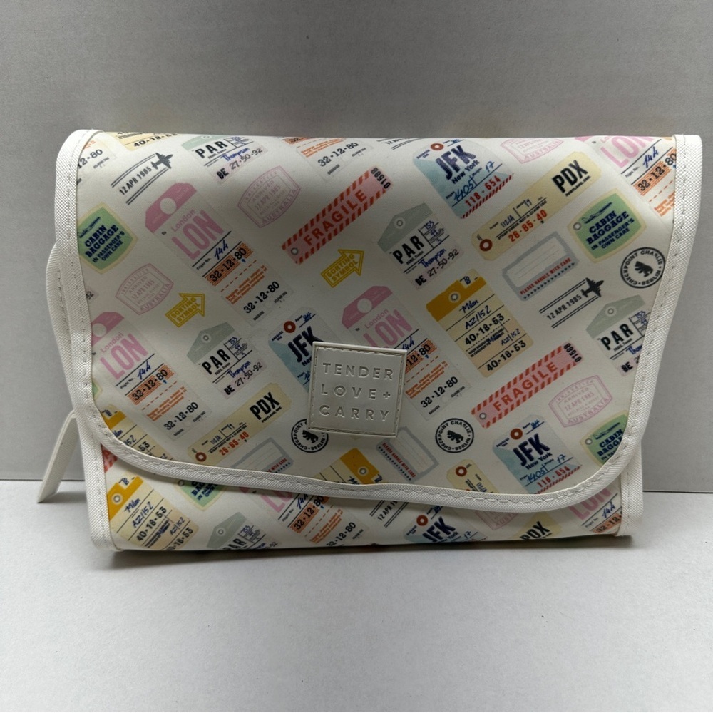 Tender Love + Carry Hanging Toiletry Bag Airport Baggage Tag Ticket Print